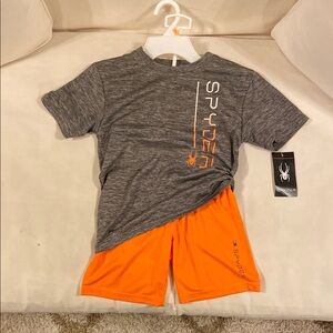 Spyder Kids Grey and Orange Shirt & Shorts Set